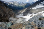 La montée du glacier fut délicate. Merci le piolet.